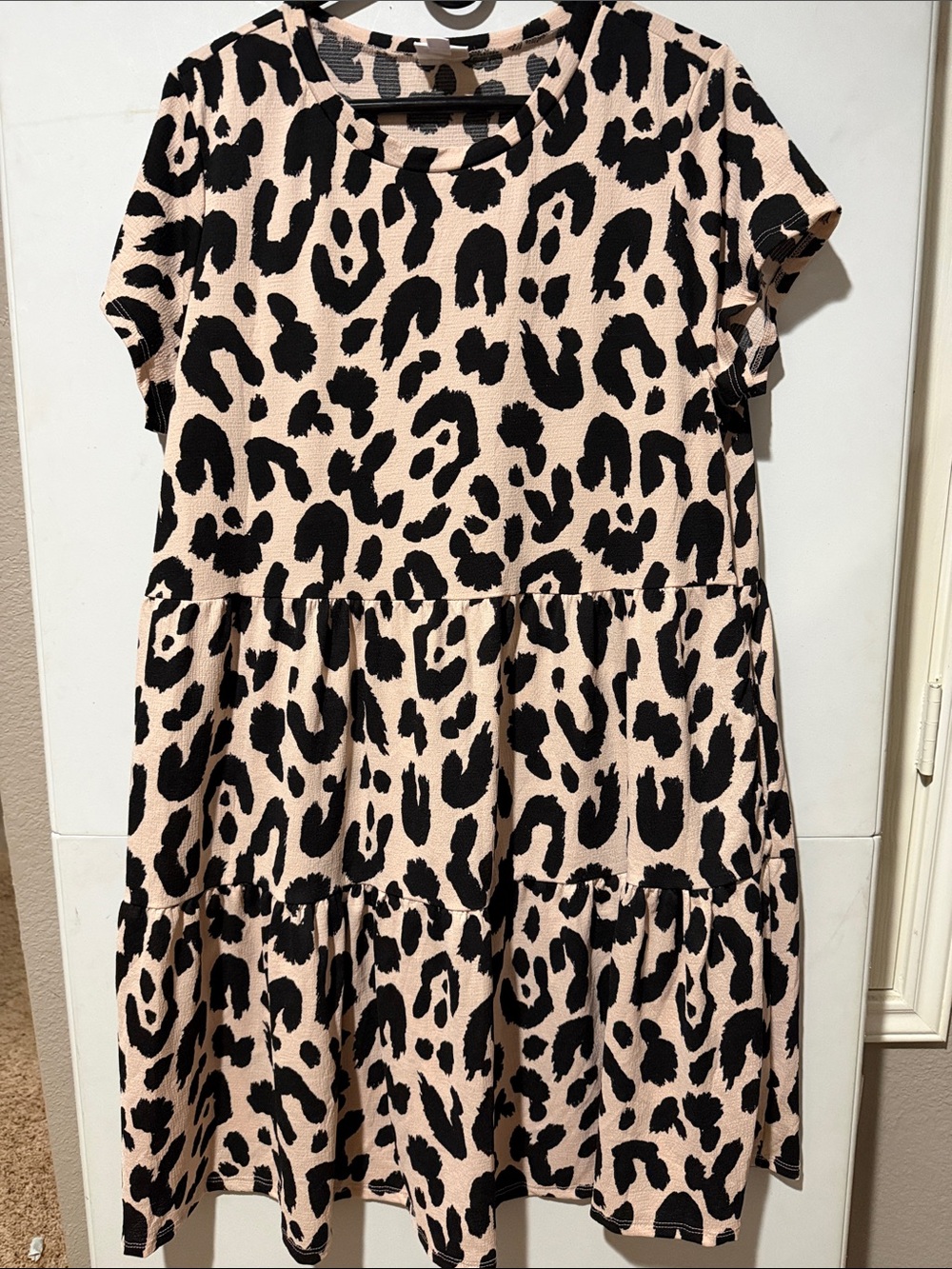 LuLaRoe Ariel Crepe Beige and Black Leopard Print Midi Dress